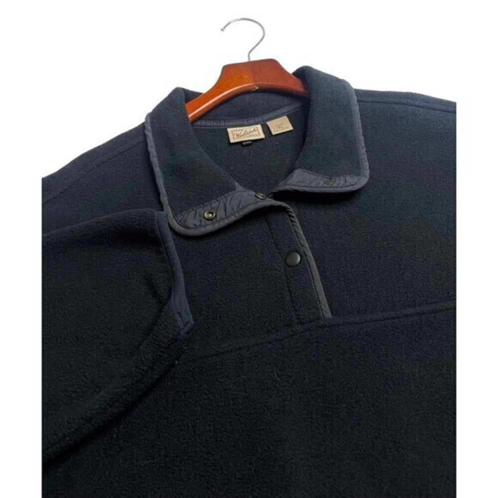 Woolrich Sweater Womens ‎ Black  1/4 Snap Fleece XL Pullover